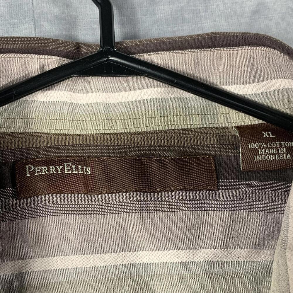 Perry Ellis Mens XL Striped Long Sleeve Shirt Stylish Casual Wear - Picture 4 of 7